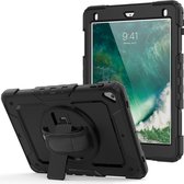 iPad 2017 / 2018 / Pro 9.7 / Air 1 / Air 2 Tablet Kids case - Armor Case - Schermbeschermer - ShockProof - Handstrap - met Schouderband - Zwart / Zwart - ZT Accessoires