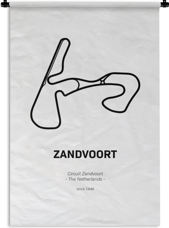 Wandkleed - Wanddoek - Circuit Zandvoort - Formule 1 - 60x90 cm - Wandtapijt - Cadeau voor man