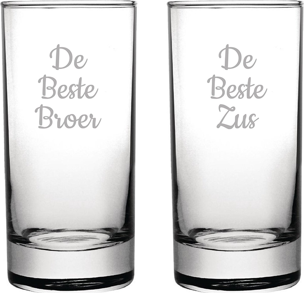 Gegraveerde longdrinkglas 28,5cl De Beste Broer- De Beste Zus