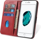iPhone SE (2020) Hoesje van Leer Rood - Luxe Lederen iPhone SE (2020) Hoes Met Magnetische Sluiting Rood - Rood Leren Bookcase Hoes Met Pashouders Voor iPhone SE (2020) - Smartphonica