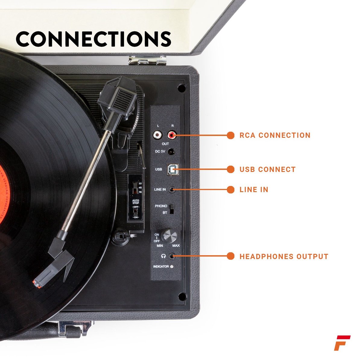 Fenton RP170L Giradischi Bluetooth In Valigetta Legno Chiaro - 3 Velocità Con Altoparlanti