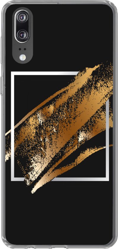 zeevruchten doolhof inch Huawei P20 hoesje - Gouden verfstrepen met een zwarte achtergrond -  Siliconen... | bol.com