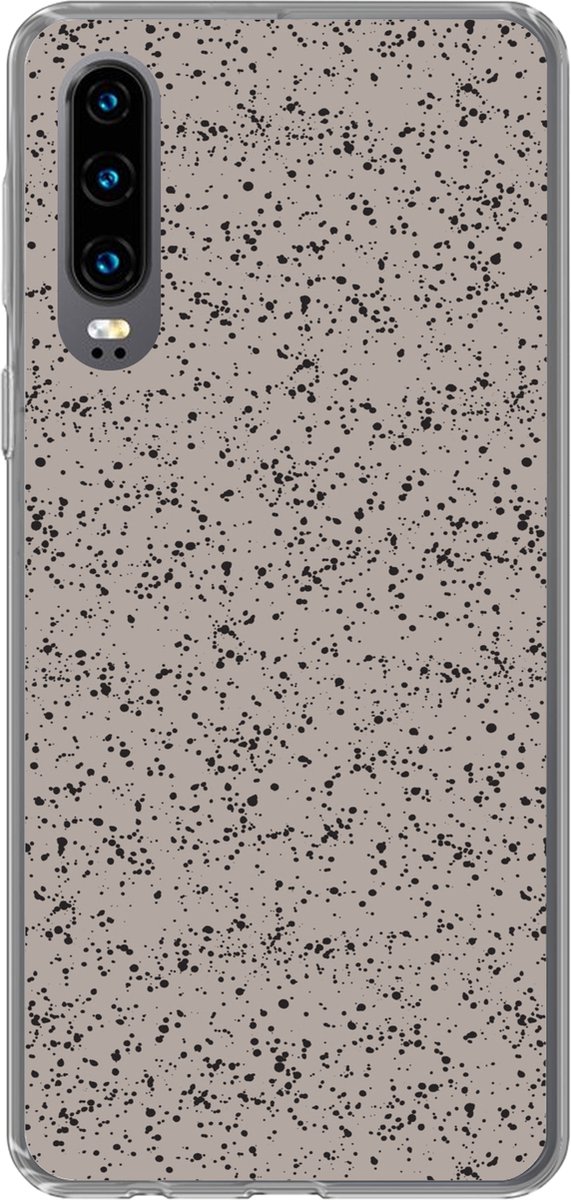 Telefoonhoesje Geschikt voor Huawei P30 hoesje - Stippen - Zwart - Grijs - Siliconen Telefoonhoesje Telefoonhoesje