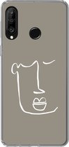Geschikt voor Huawei P30 Lite hoesje - Lippen - Abstract - Line art - Siliconen Telefoonhoesje