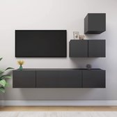 4-delige Tv-meubelset spaanplaat grijs