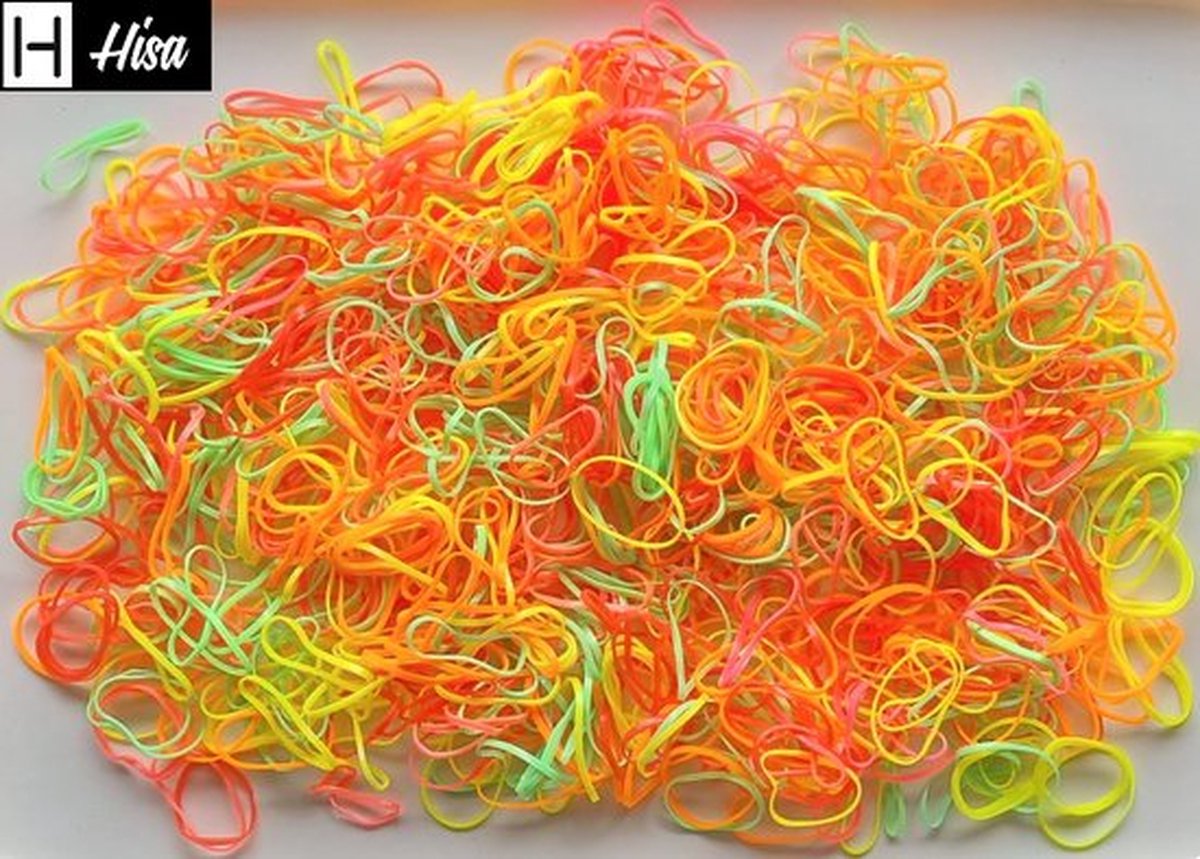 Hisa - Neon gekleurde mini haarelastiekjes - Elastiek Haar Accessoires ca 450 stuks