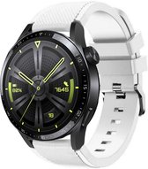 Siliconen Smartwatch bandje - Geschikt voor  Huawei Watch GT 3 46mm siliconen bandje - wit - Wit - Strap-it Horlogeband / Polsband / Armband