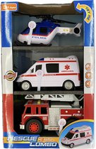 Hulpverlening Rescue auto set brandweer ambulance en brandweer -3 stuks! Met geluid!