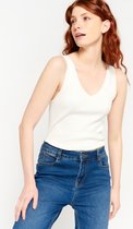 LOLALIZA Geribbelde tank top - Ecru - Maat XL