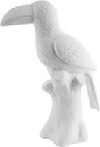 Lucy's Living Luxe Beeld PARROT Wit – 6 x 8 x 23 cm - polyresin - decoratie - woonaccessoires - interieur – beeld – krokodil – wanddecoratie – abstract – zwart – wit