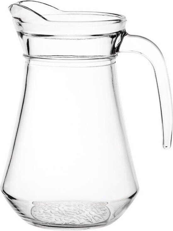 Karaf Water Olympia GF922 Geribbelde Glazen Kan – 1 Liter Inhoud (Pack Van 6) | Vaatwasserbestendig Vaatwasserbestendig Glas