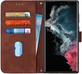 Samsung Galaxy S22 Ultra Hoesje Book Case met Koord Kunstleer Bruin