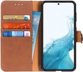 KHAZNEH Hoesje Wallet Book Case Kunstleer Bruin Geschikt voor Samsung Galaxy S22
