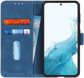 KHAZNEH Samsung Galaxy S22 Hoesje Retro Wallet Book Case Blauw