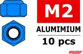 Team Corally - Aluminium zelfborgende zeskantmoer - M2 - Blauw - 10 st
