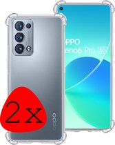 Hoes Geschikt voor OPPO Reno 6 Pro Hoesje Shock Proof Case Hoes Siliconen - Hoesje Geschikt voor OPPO Reno 6 Pro Hoes Cover Shockproof - Transparant - 2 Stuks