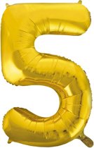 Folie ballon cijfer 5 goud | 86 cm