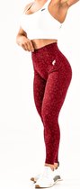 Wild animal sportlegging dames - squat proof, stylish animal print & high waist - red/rood