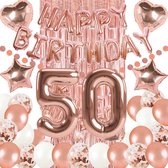 Rose gold versiering 50 jaar - 50 jaar verjaardag versiering - feest versiering rose gold – 50 jaar – happy birthday slinger - 50 jaar Sarah - 50 jaar abraham