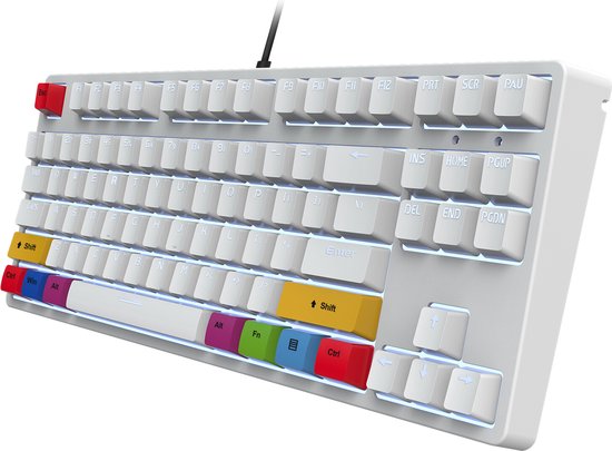 HXSJ L600 Bedrade Mechanisch Gaming Toetsenbord - QWERTY - 87 Keys - Red Switch - Wit