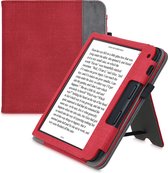 kwmobile flip cover voor e-reader - geschikt voor Kobo Libra 2 - Van imitatieleer en -suède - In rood / donkergrijs