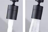 Waterbesparende kraankop -RVS - Zwart - Mat zwart - Mat zwarte coating - Met verschillende opzetstukken – Roterende kraankop – 2 standen - 360 graden - kraan opzetstuk