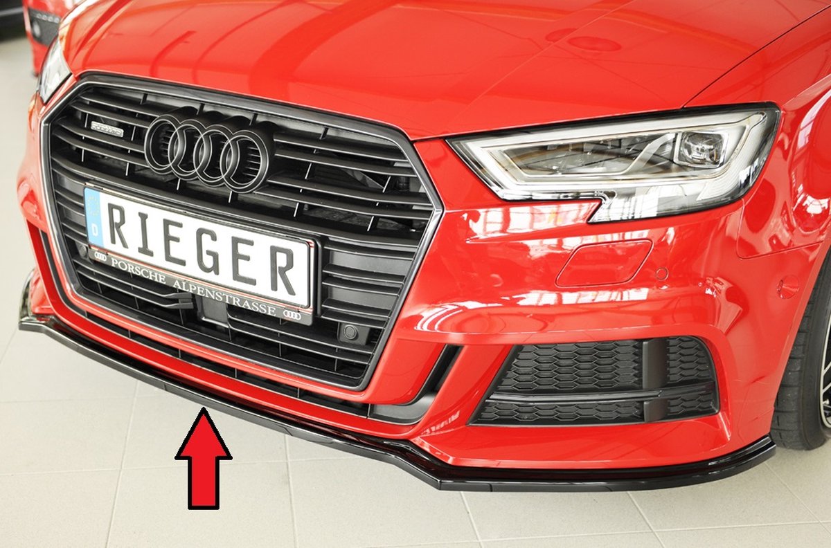 RIEGER - PERFORMANCE FRONT SPLITTER - AUDI A3 SLINE S3 8V FACELIFT BERLINE / CABRIO - GLOSS BLACK