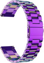 Strap-it Stalen horlogeband 22mm - universeel - regenboog
