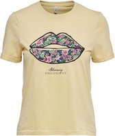 Only T-shirt Onlesma Reg S/s Flower Top Box Jrs 15254481 Straw/blooming Dames Maat - L