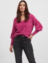 Vila VIHELLY LS V-NECK KNIT TOP - Magenta Haz Pink