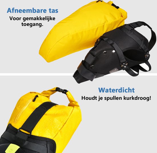 CabinMax Zadeltas - Fietstas - Backloader Racefiets - 16L - Waterdicht - Geel van Cabinmax — afbeelding 3