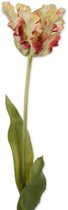 Viv! Home Luxuries Tulp Papegaai - zijden bloem - rood groen - 71cm - Topkwaliteit