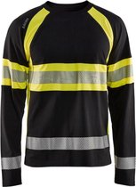 Blaklader High Vis T-shirt lange mouwen 3510-1030 - Zwart/High Vis Geel - S