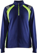 Blaklader Dames sweatshirt halve rits Visible 3403-1158 - Marine/High Vis Geel - XXXL