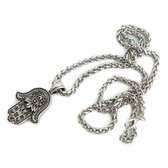 Amulet Zilverkleurige Hamsa Hand (30 mm)