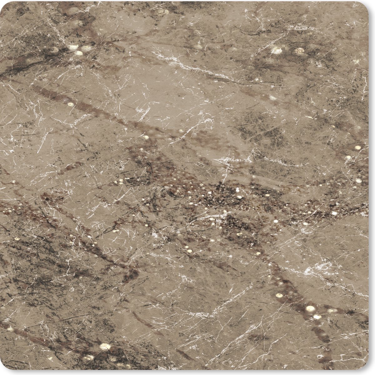 Muismat 30x30 cm - Mousepad Marmer - Bruin - Glitter - Muismatten
