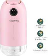 Lucy's Living SKY Luchtbevochtiger roze - ø8 x 18 cm - 500 ml - gezondheid - planten - aroma - humidifier - led - nachtrust - slapen - woonkamer - slaapkamer - kinderkamer - humidi