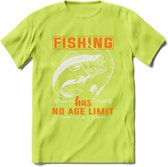 Fishing Has No Age Limit - Vissen T-Shirt | Oranje | Grappig Verjaardag Vis Hobby Cadeau Shirt | Dames - Heren - Unisex | Tshirt Hengelsport Kleding Kado - Groen - XXL