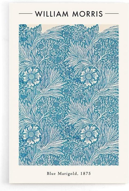 Walljar - William Morris - Blue Marigold - Muurdecoratie - Poster