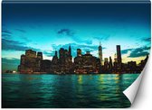 Trend24 - Behang - Manhattan Bij Zonsondergang - Behangpapier - Fotobehang - Behang Woonkamer - 100x70 cm - Incl. behanglijm