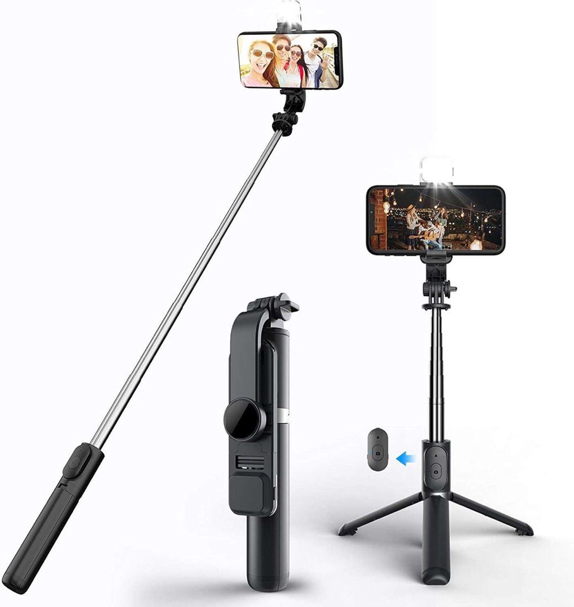 Cyke® | Selfie Stick Universeel | Met Ingebouwde LED Verlichting | 3in1 SelfieStick | Tripod | Bluetooth | Selfie Stick Tripod | IOS | Android |
