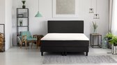 Beddenreus boxspring California vlak met gestoffeerd matras - 140 x 200 cm - zwart