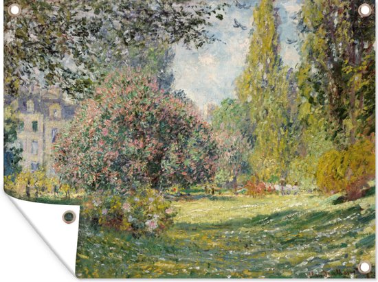 Tuinschilderij The park Monceau - schilderij van Claude Monet - 80x60 cm - Tuinposter - Tuindoek - Buitenposter