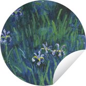 Tuincirkel Irissen- Schilderij van Claude Monet - 120x120 cm - Ronde Tuinposter - Buiten XXL / Groot formaat!