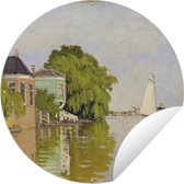 Tuincirkel Huizen aan de Achterzaan- Schilderij van Claude Monet - 60x60 cm - Ronde Tuinposter - Buiten