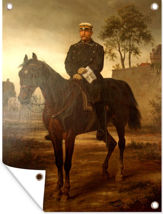 Muurdecoratie buiten Camphausen - Bismarck zu Pferde - Kunst - 120x160 cm - Tuindoek - Buitenposter