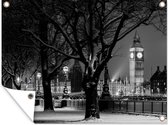 Tuinposter - Tuindoek - Tuinposters buiten - Londen in de winter - zwart-wit - 120x90 cm - Tuin