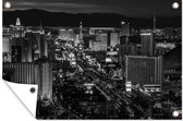 Tuindecoratie Las Vegas bij nacht - 60x40 cm - Tuinposter - Tuindoek - Buitenposter