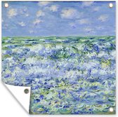 Tuindoek Waves breaking - Schilderij van Claude Monet - 100x100 cm