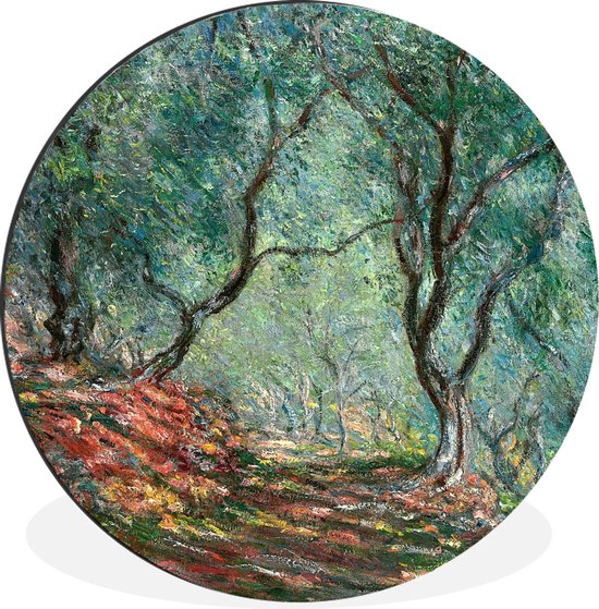 WallCircle - Wandcirkel - Muurcirkel - Olive Tree Wood in the Moreno Garden - Schilderij van Claude Monet - Aluminium - Dibond - ⌀ 90 cm - Binnen en Buiten